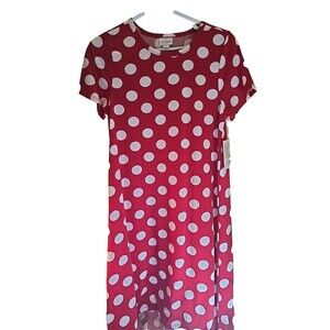NWT Lularoe S  Jessie Dress with Pockets - Red & White Polka Dots